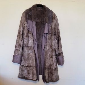 faux suede relaxed fit coat washed toupe colour